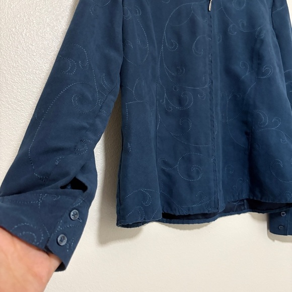 Croft & Barrow Womans Zip Front Jacket Blazer Faux Suede Blue Size Petite M - Picture 4 of 11